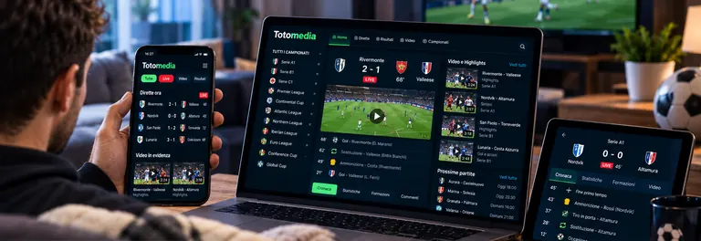 Il livescore Totomedia su telefono, computer e tablet