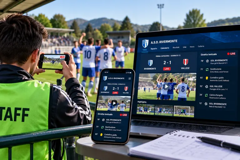 Lo staff di una squadra racconta la partita dal campo col telefono